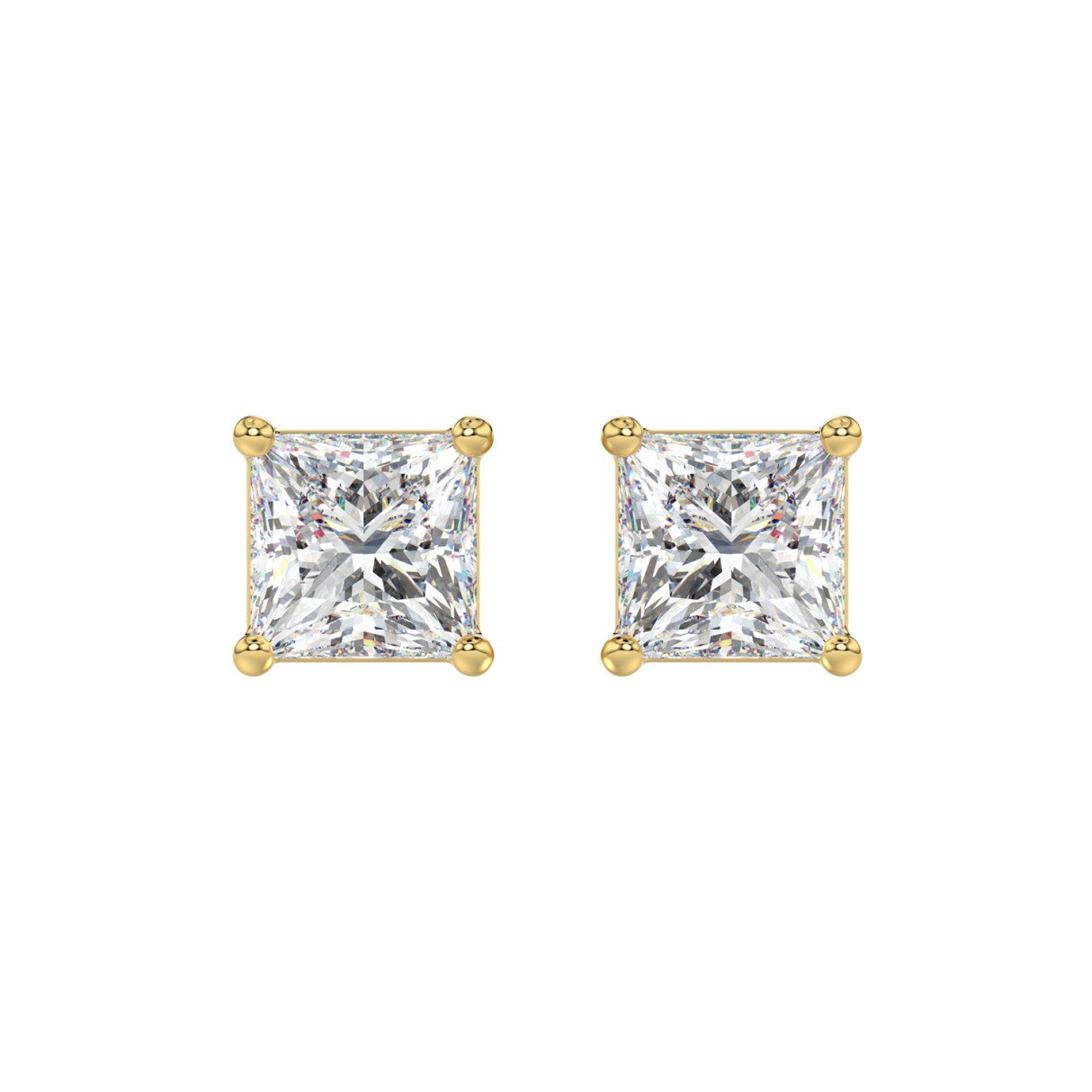 Lab Grown Diamond 4-Prong Basket Princess Stud Earrings