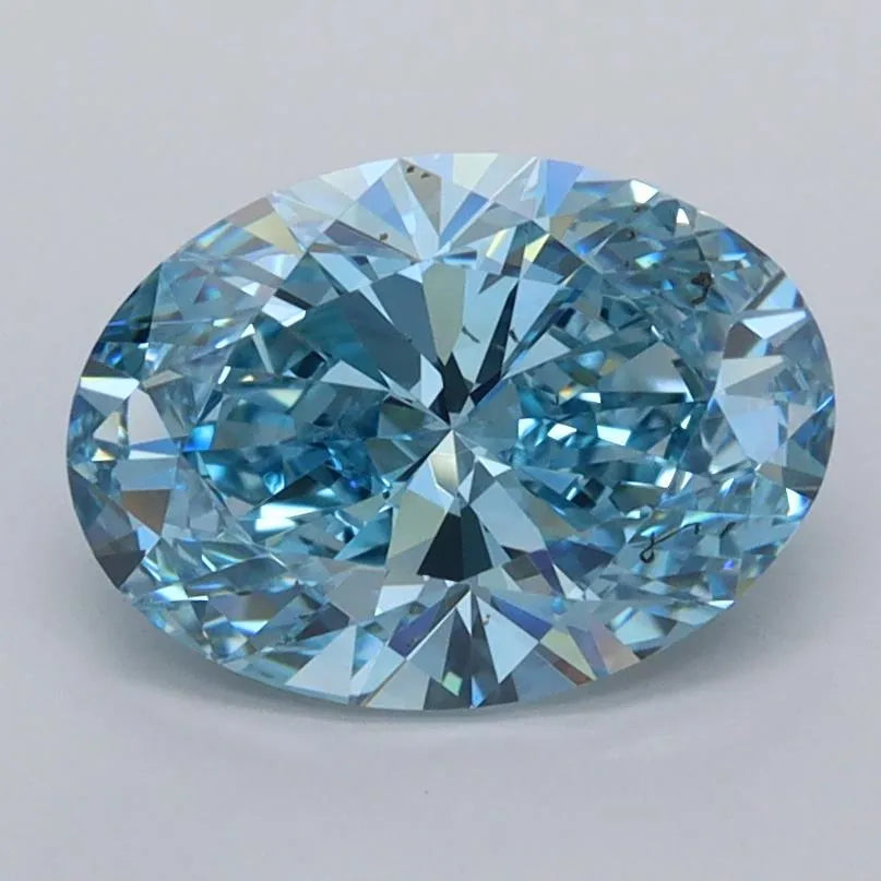 1.75ct Oval Lab Grown Diamond (Colour Fancy Vivid Blue, Clarity VVS2, IGI Certified)
