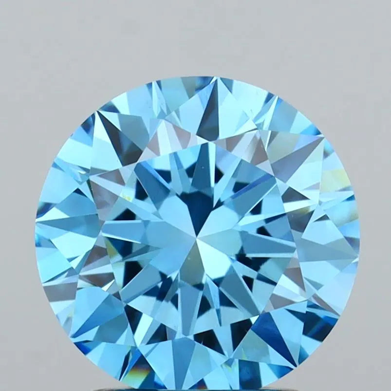 2.01ct Round Lab Grown Diamond (Colour Fancy Vivid Blue, Clarity VVS2, Cut EX, IGI Certified)