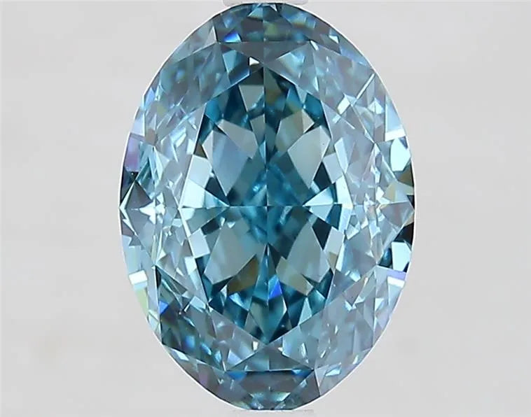 2.86ct Oval Lab Grown Diamond (Colour Fancy Vivid Blue, Clarity VVS2, IGI Certified)