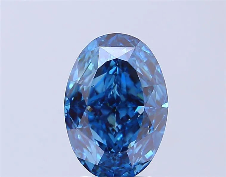 3.00ct Oval Lab Grown Diamond (Colour Fancy Vivid Blue, Clarity VS2, IGI Certified)