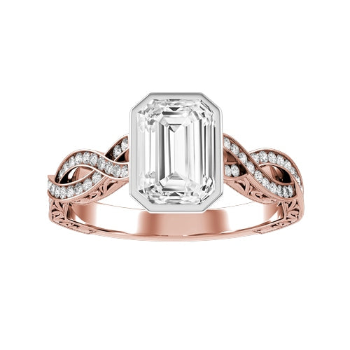 Emerald Cut Lab-grown Diamond Bridal Ring — down