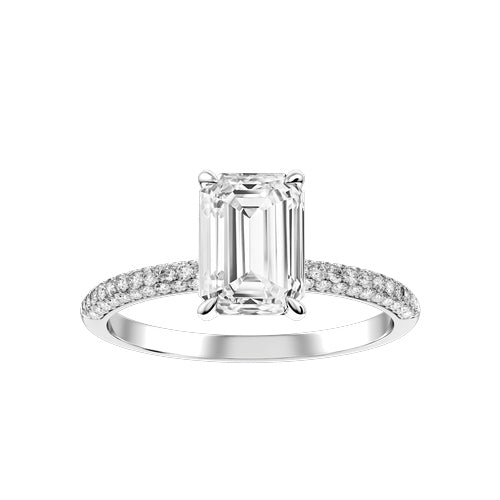 Emerald Cut Lab-grown Diamond Bridal Ring — down