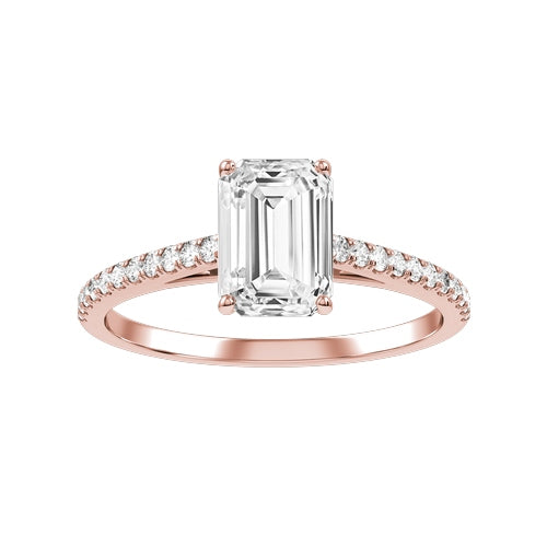 Emerald Cut Lab-grown Diamond Bridal Ring — down