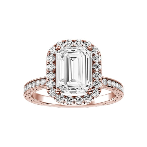 Emerald Cut Lab-grown Diamond Bridal Ring — down