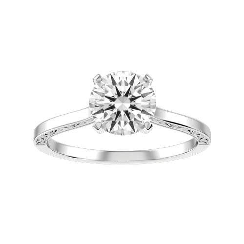 Round Lab-grown Diamond Bridal Ring — down