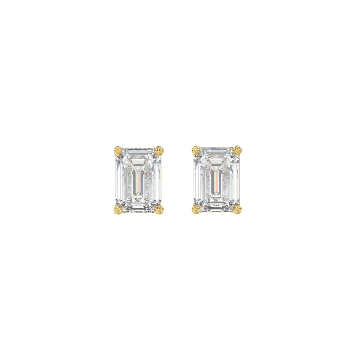 Lab Grown Diamond 4-Prong Basket Emerald Stud Earrings