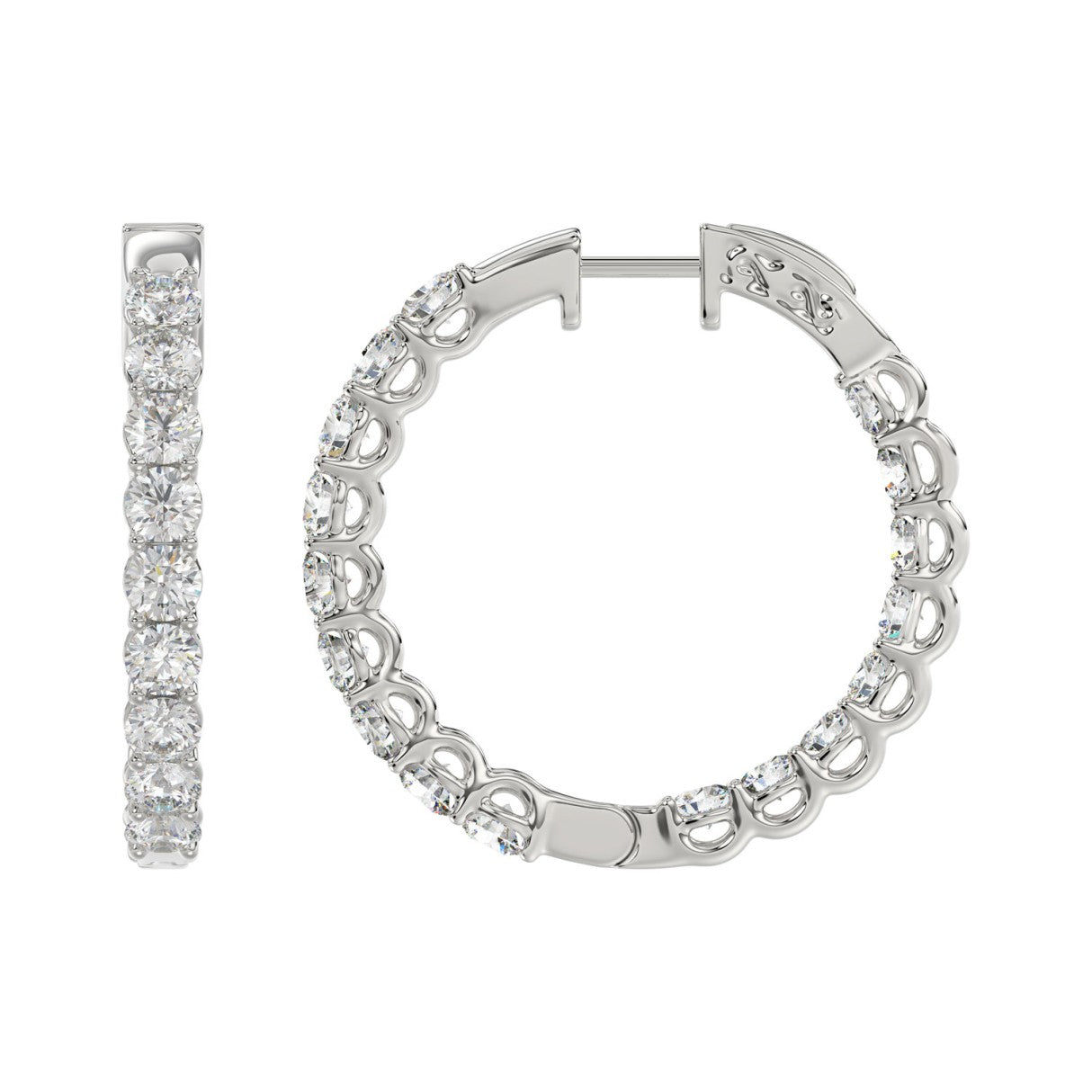 Lab Grown Diamond Inside-Out Round Round Hoop Earrings