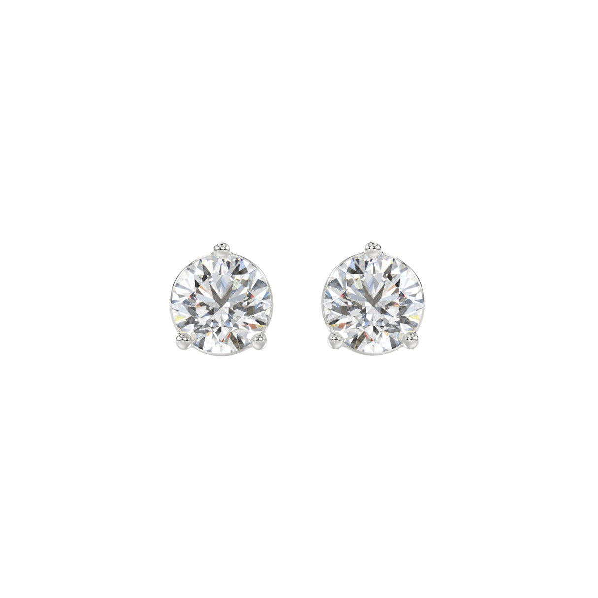 Lab Grown Diamond 3-Prong Basket Round Stud Earrings