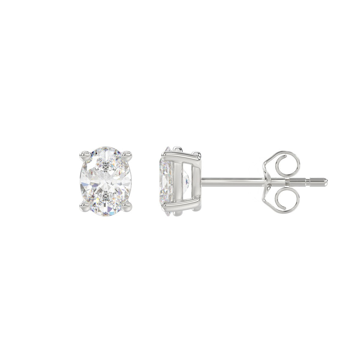 Lab Grown Diamond 4-Prong Basket Oval Stud Earrings