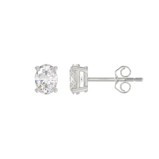 Lab Grown Diamond 4-Prong Basket Oval Stud Earrings
