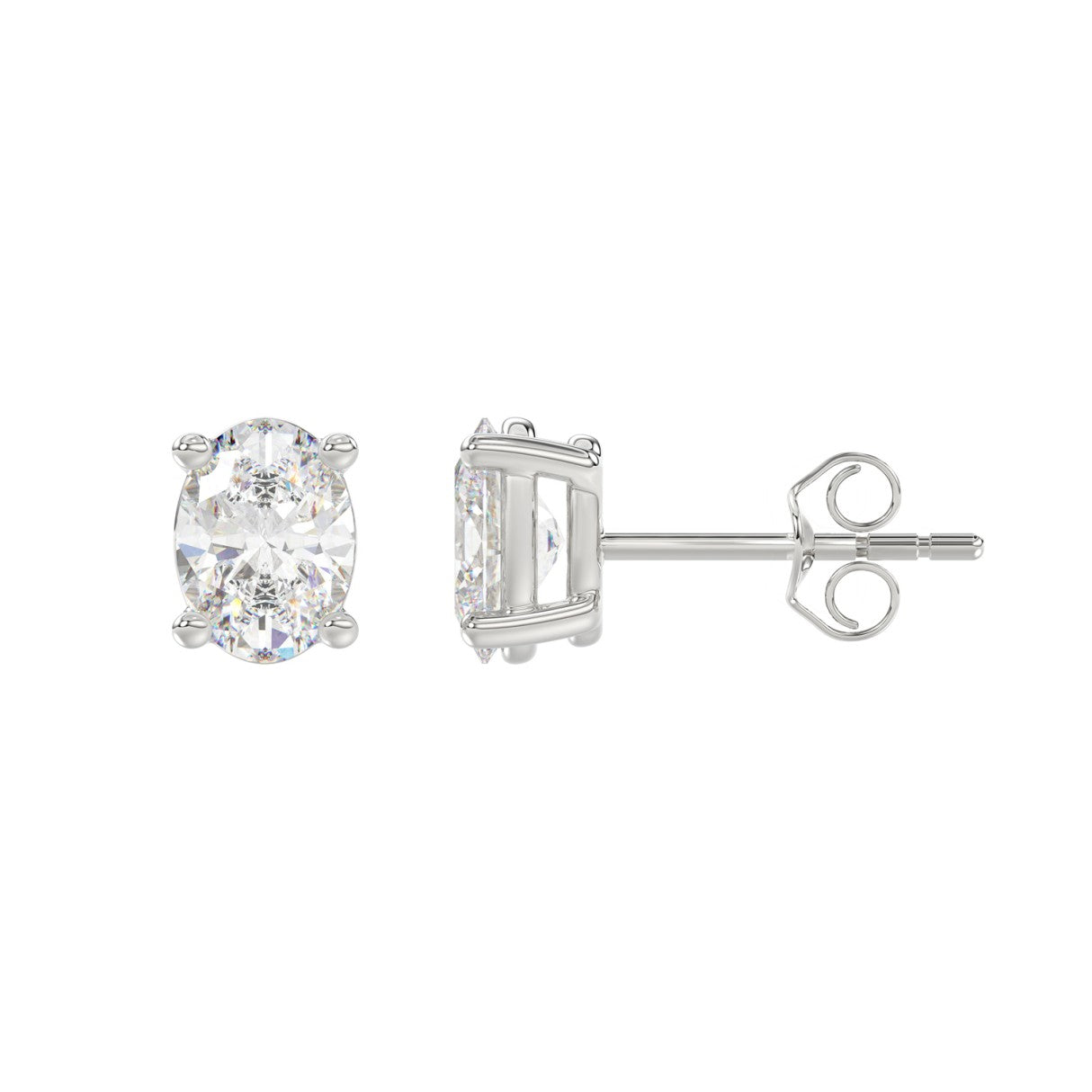 Lab Grown Diamond 4-Prong Basket Oval Stud Earrings