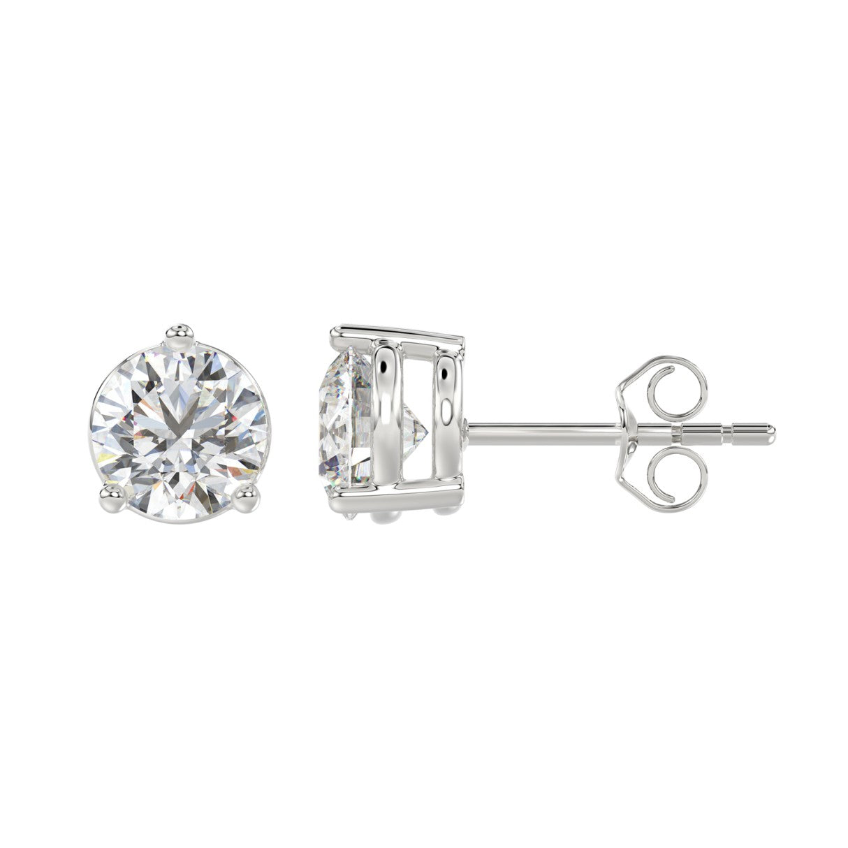 Lab Grown Diamond 3-Prong Basket Round Stud Earrings