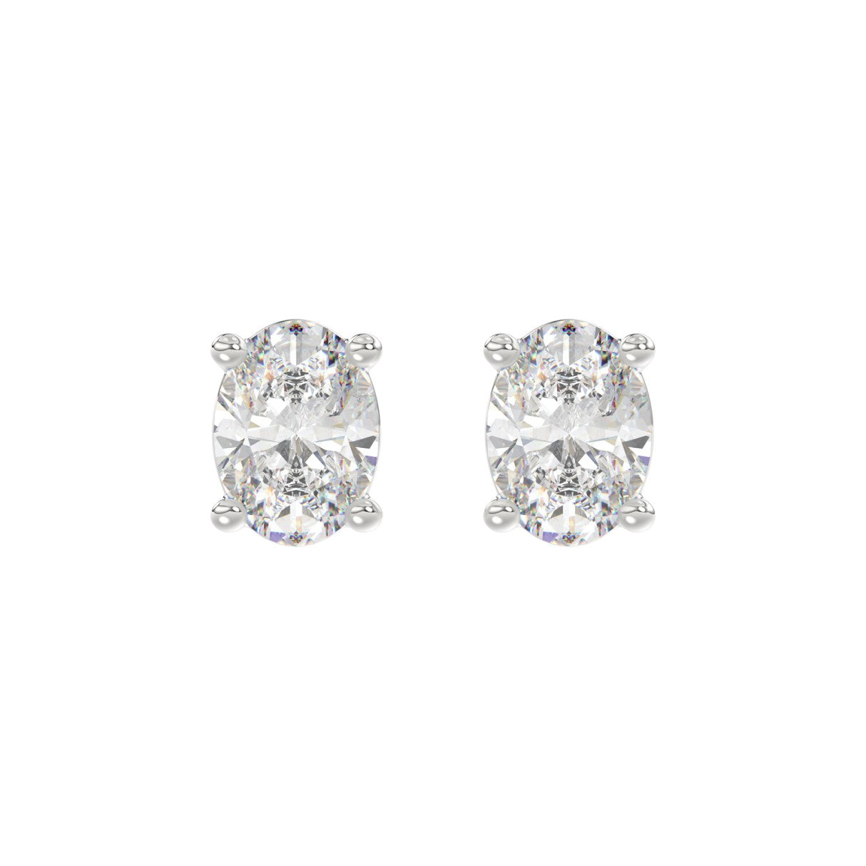 Lab Grown Diamond 4-Prong Basket Oval Stud Earrings