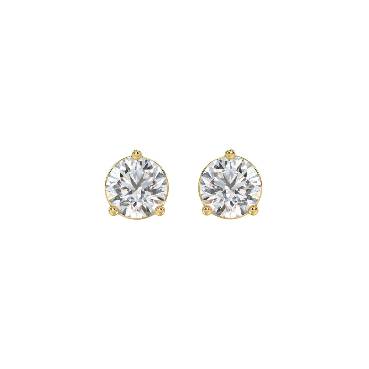 Lab Grown Diamond 3-Prong Basket Round Stud Earrings