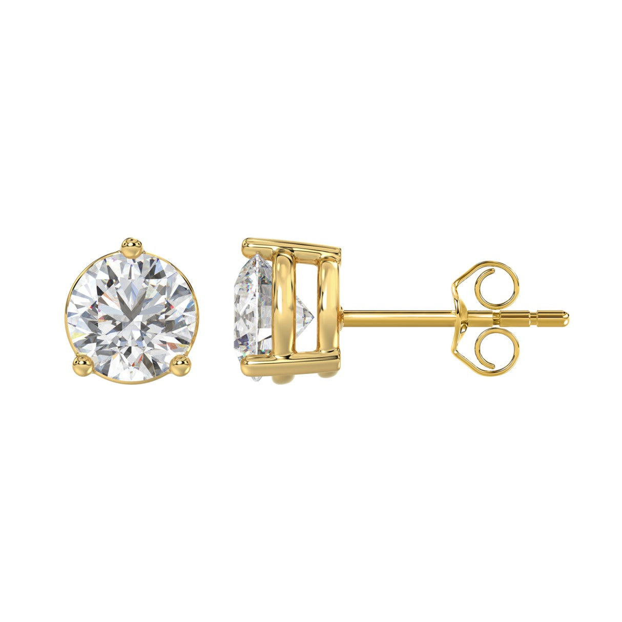 Lab Grown Diamond 3-Prong Basket Round Stud Earrings