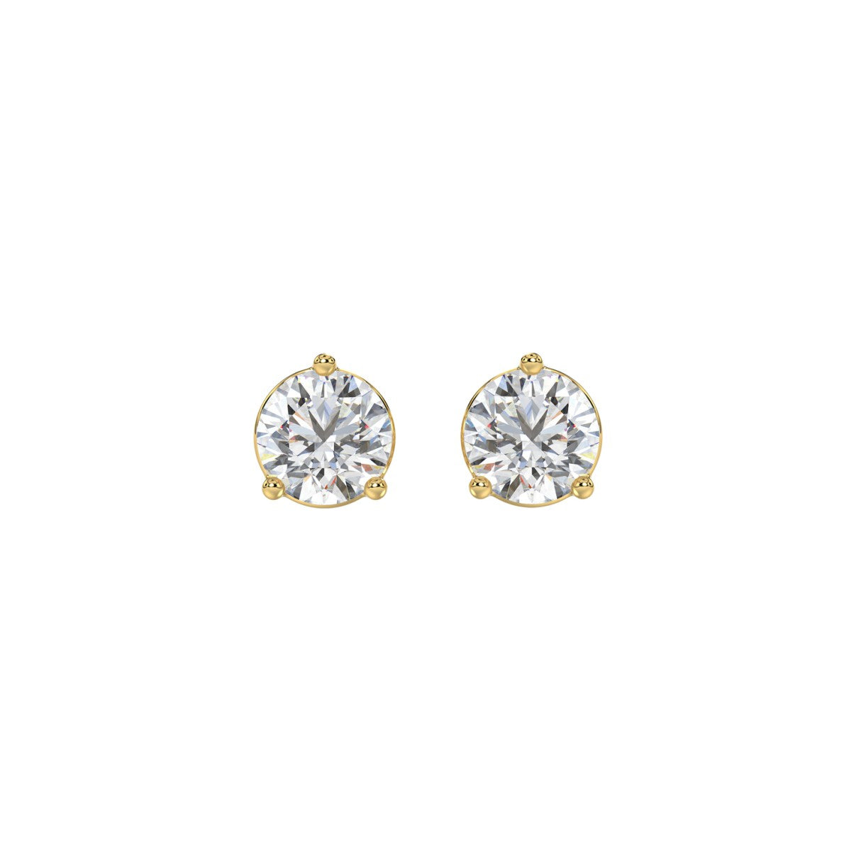 Lab Grown Diamond 3-Prong Basket Round Stud Earrings