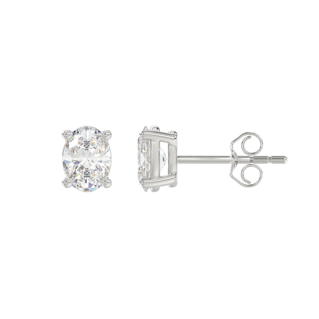 Lab Grown Diamond 4-Prong Basket Oval Stud Earrings
