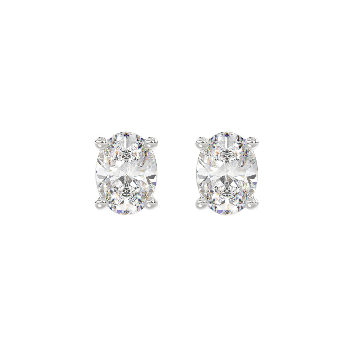 Lab Grown Diamond 4-Prong Basket Oval Stud Earrings