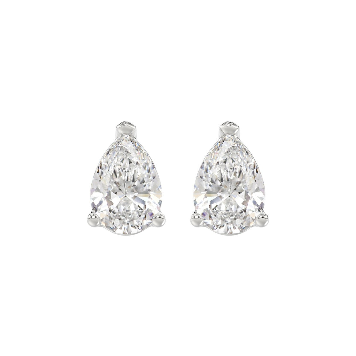 Lab Grown Diamond 3-Prong Basket Pear Stud Earrings