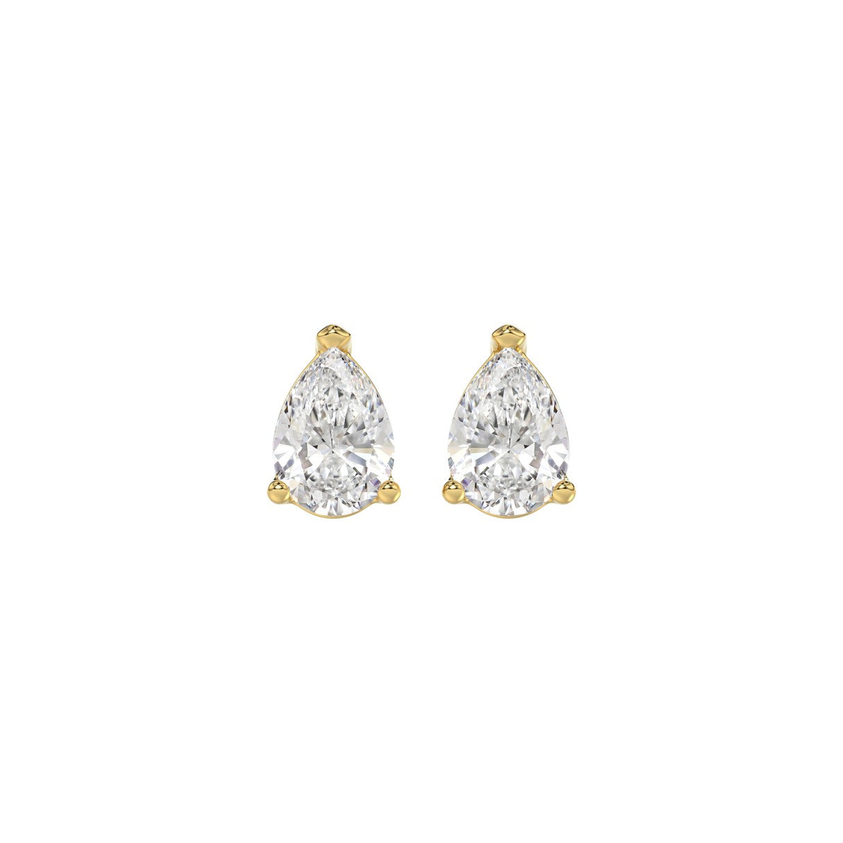 Lab Grown Diamond 3-Prong Basket Pear Stud Earrings