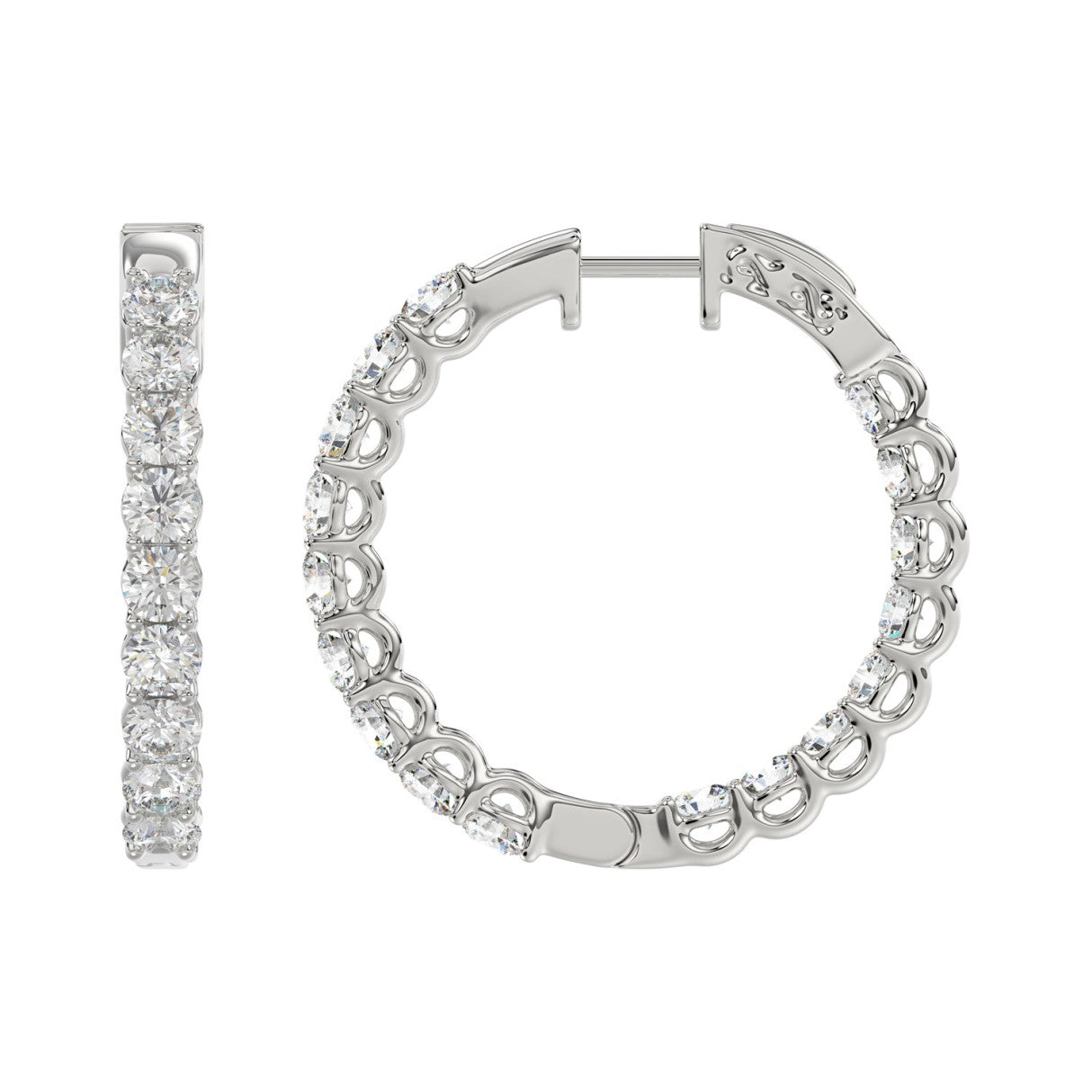 Lab Grown Diamond Inside-Out Round Round Hoop Earrings