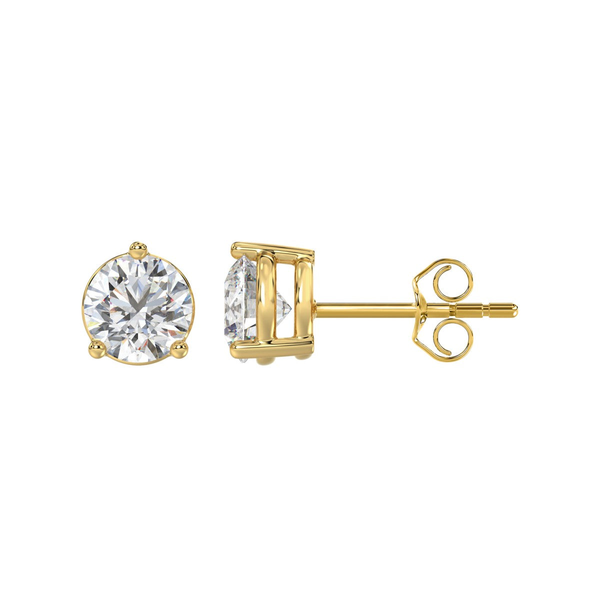 Lab Grown Diamond 3-Prong Basket Round Stud Earrings