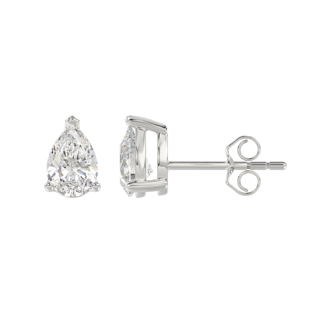 Lab Grown Diamond 3-Prong Basket Pear Stud Earrings