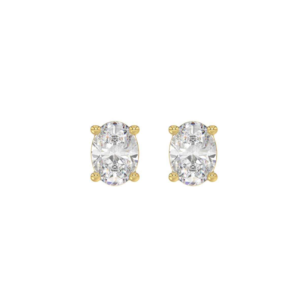 Lab Grown Diamond 4-Prong Basket Oval Stud Earrings