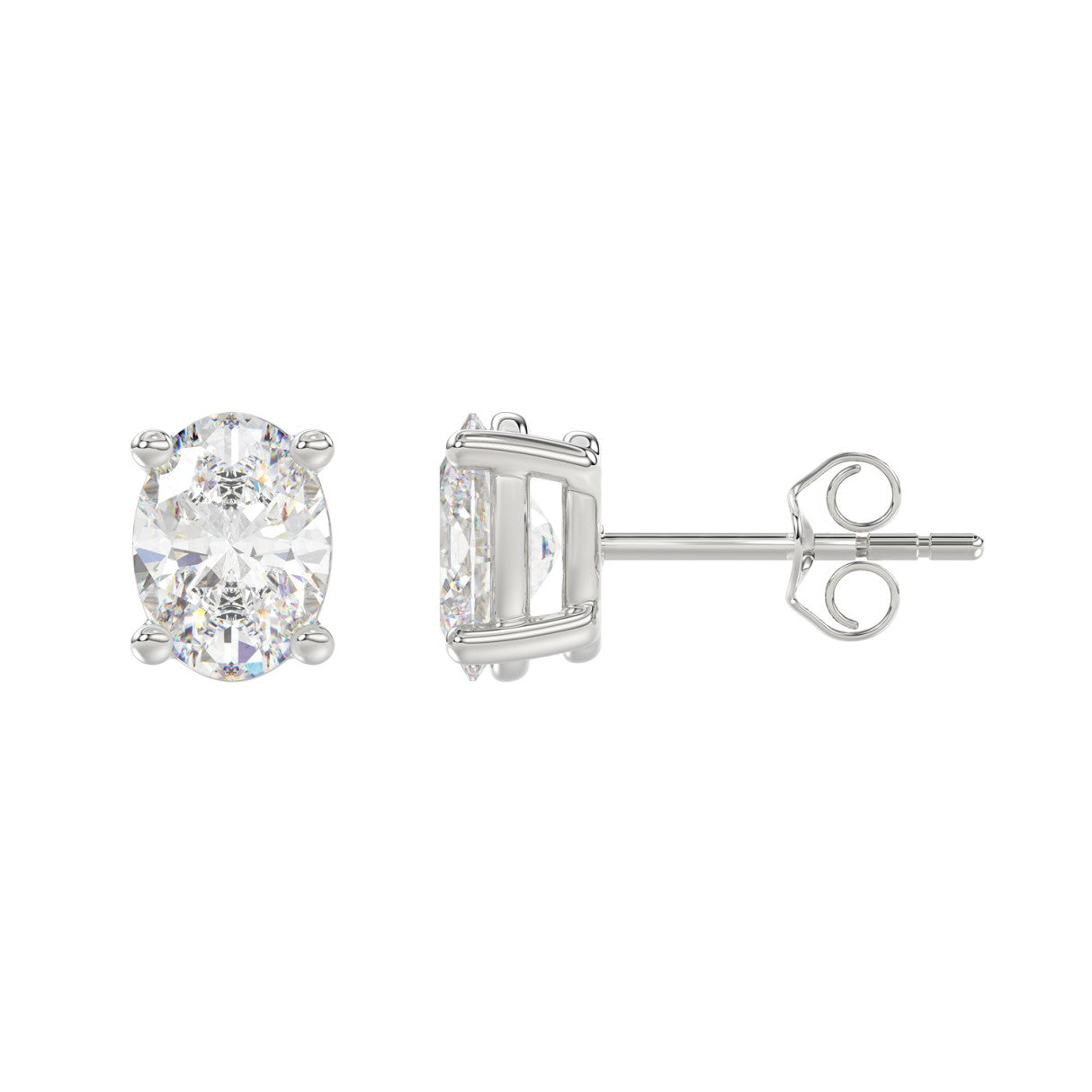 Lab Grown Diamond 4-Prong Basket Oval Stud Earrings