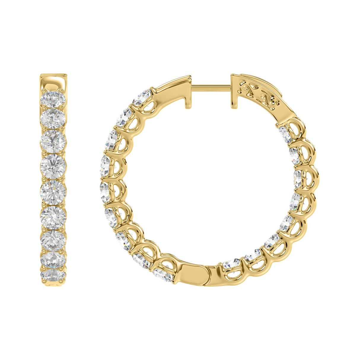 Lab Grown Diamond Inside-Out Round Round Hoop Earrings