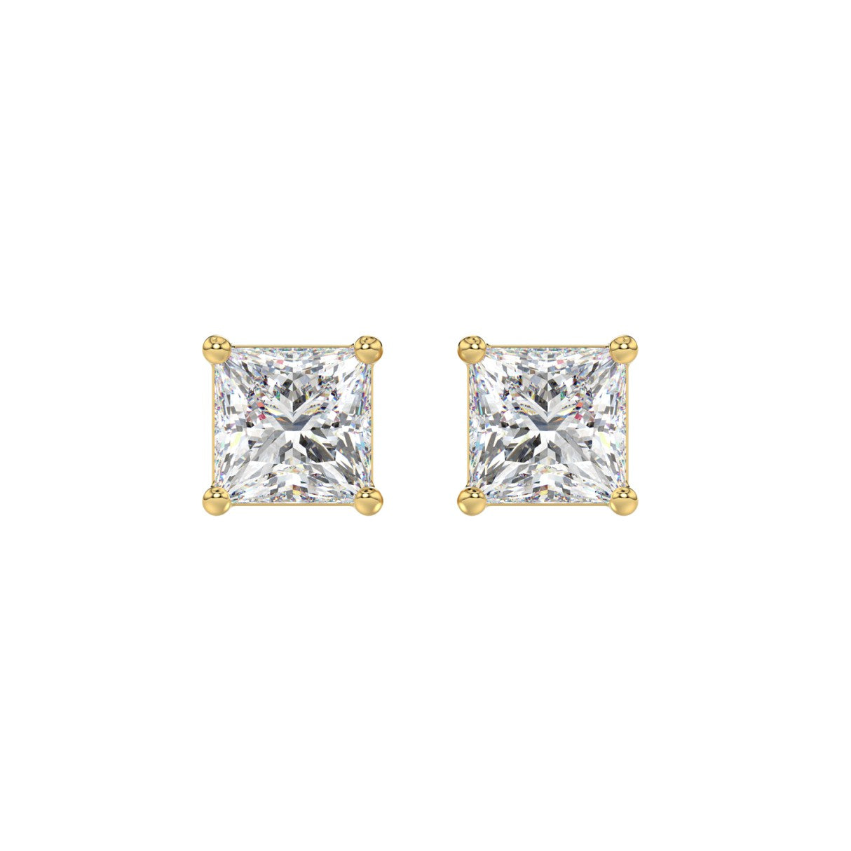 Lab Grown Diamond 4-Prong Basket Princess Stud Earrings