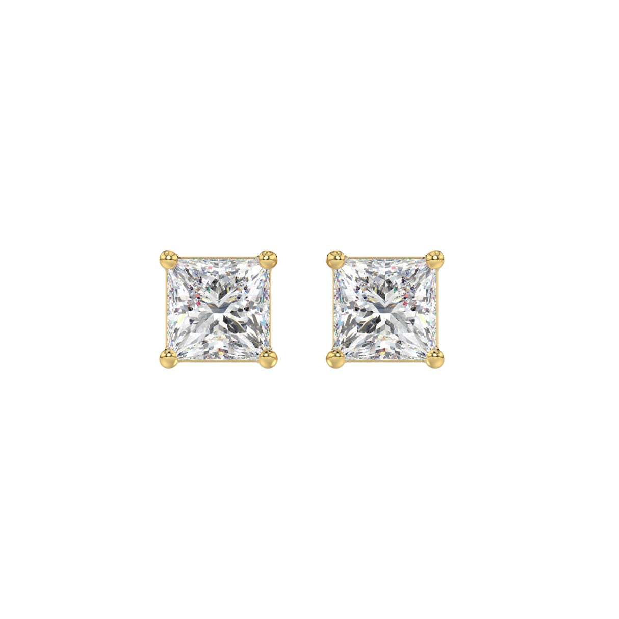 Lab Grown Diamond 4-Prong Basket Princess Stud Earrings