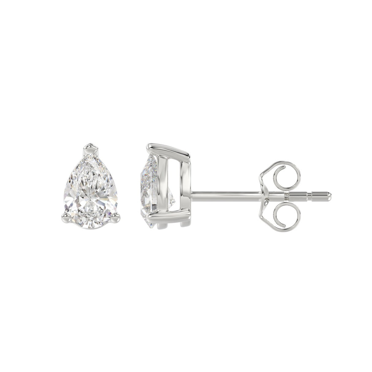 Lab Grown Diamond 3-Prong Basket Pear Stud Earrings