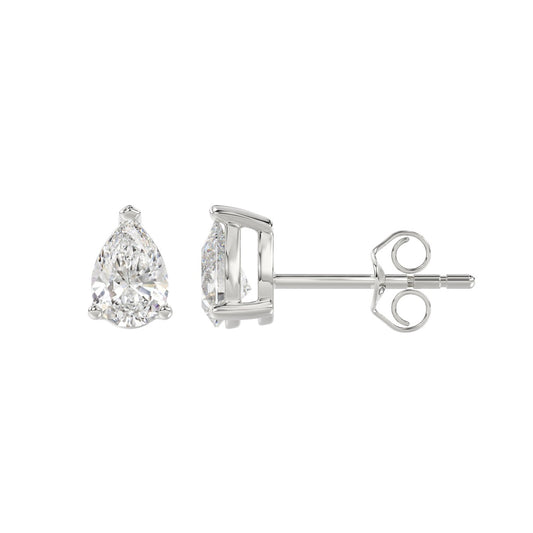 Lab Grown Diamond 3-Prong Basket Pear Stud Earrings