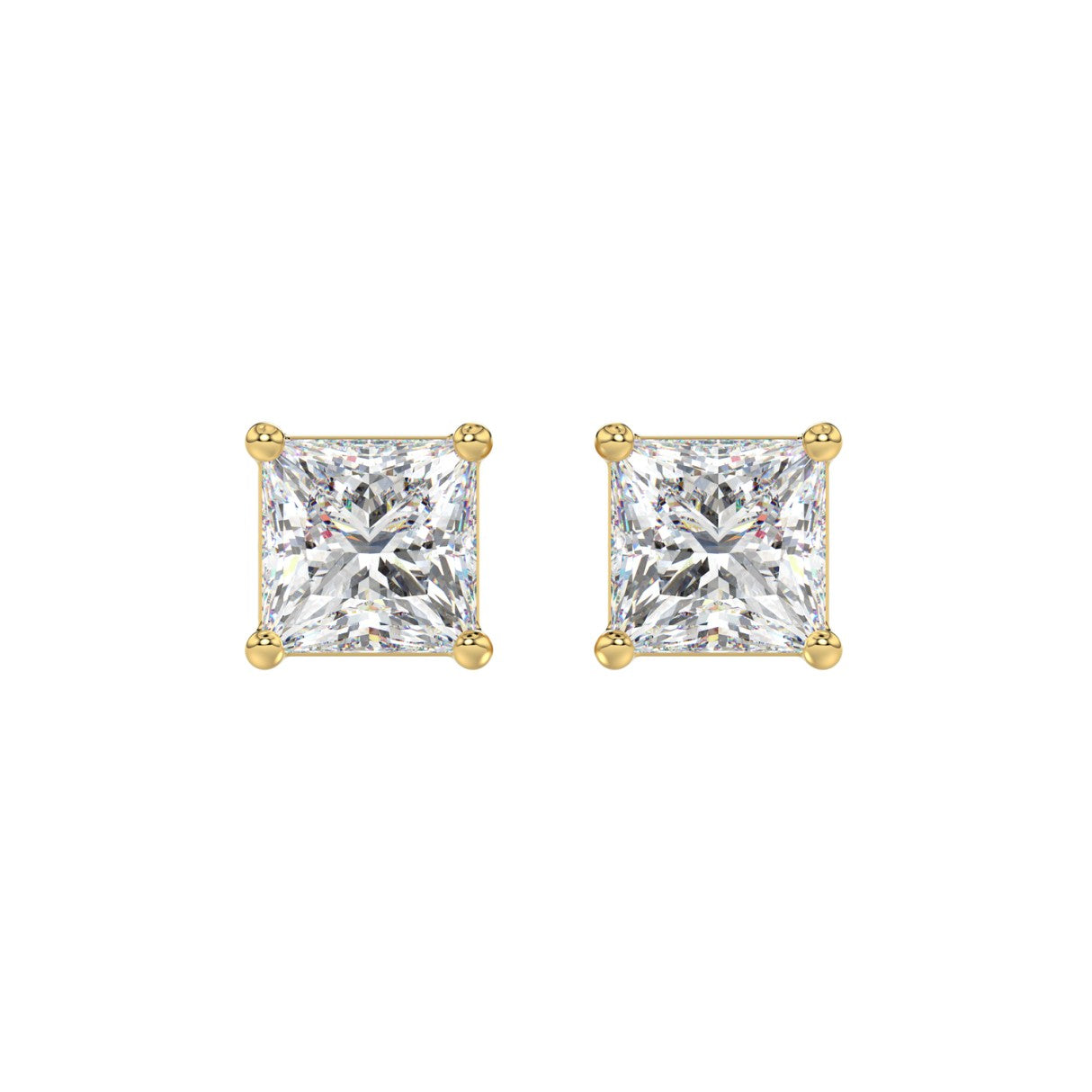 Lab Grown Diamond 4-Prong Basket Princess Stud Earrings