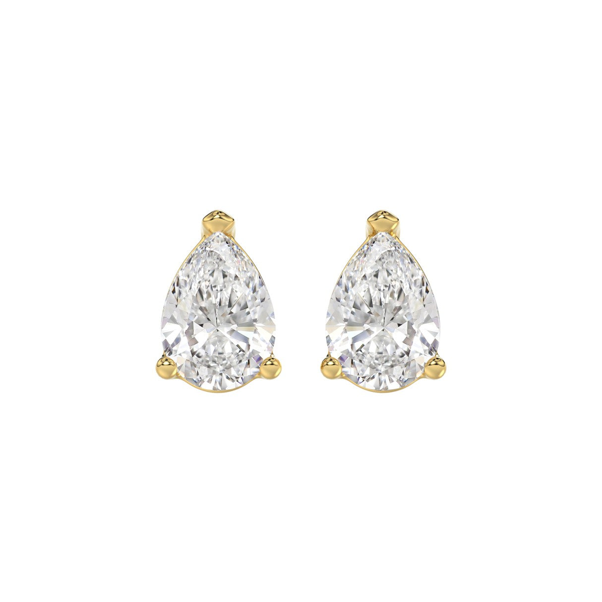 Lab Grown Diamond 3-Prong Basket Pear Stud Earrings