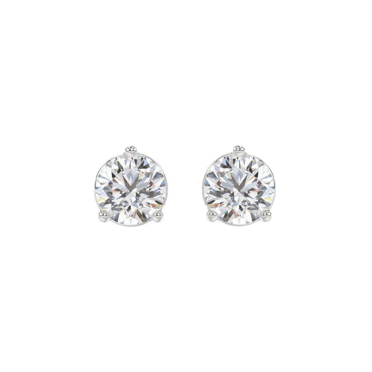 Lab Grown Diamond 3-Prong Basket Round Stud Earrings