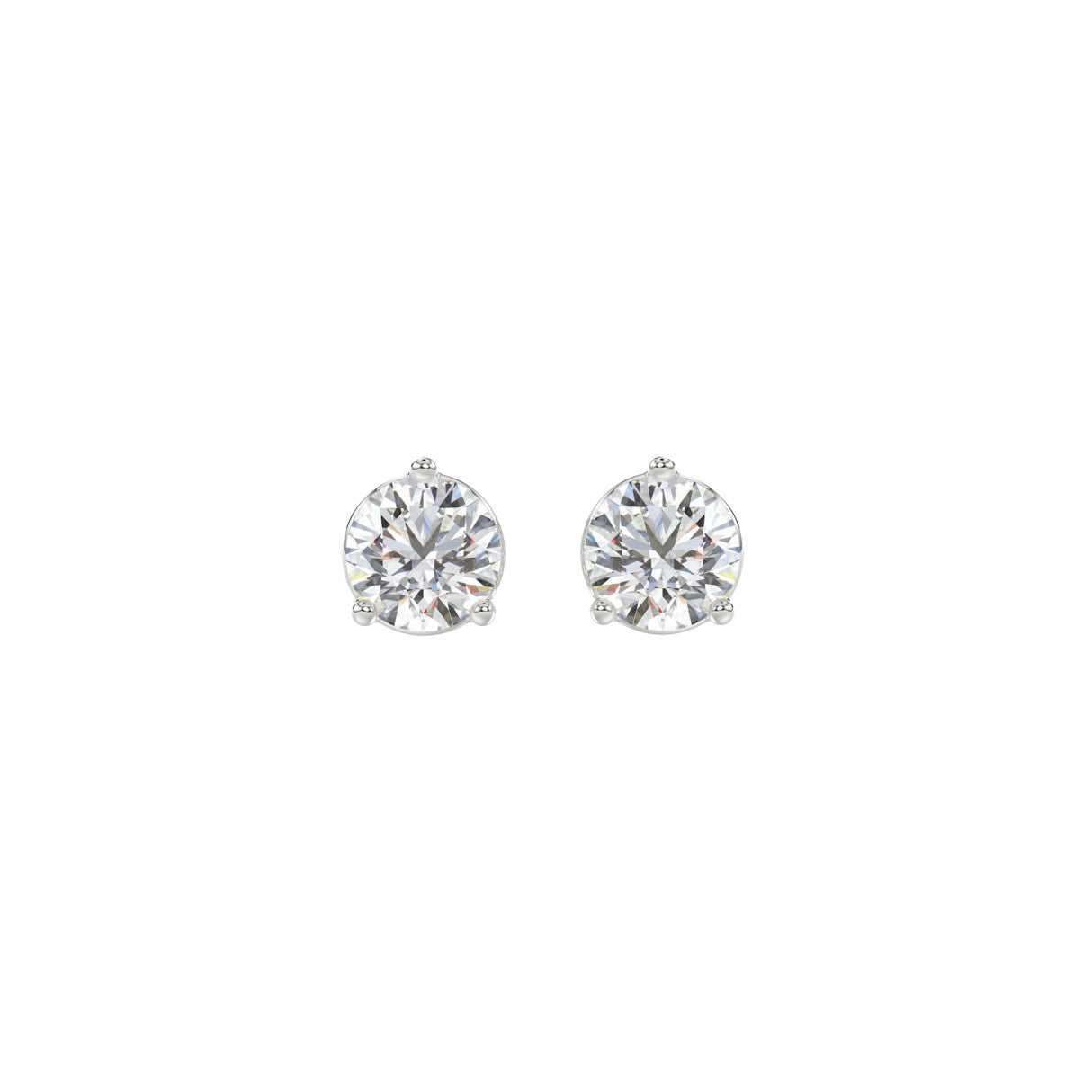 Lab Grown Diamond 3-Prong Basket Round Stud Earrings