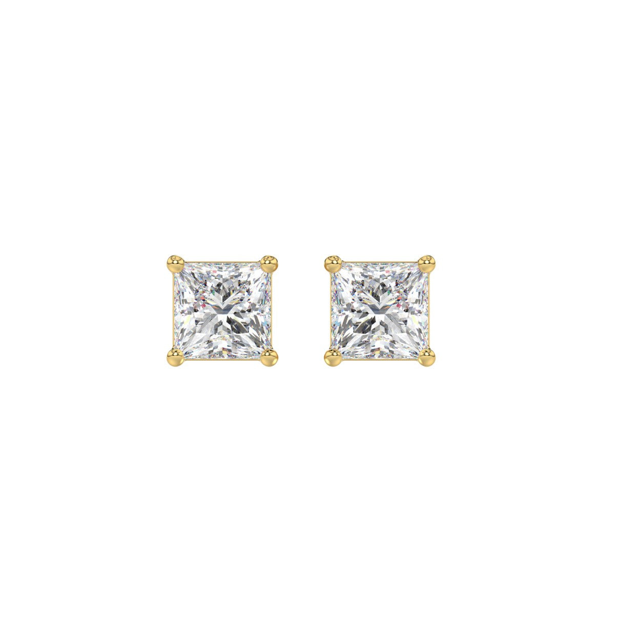 Lab Grown Diamond 4-Prong Basket Princess Stud Earrings