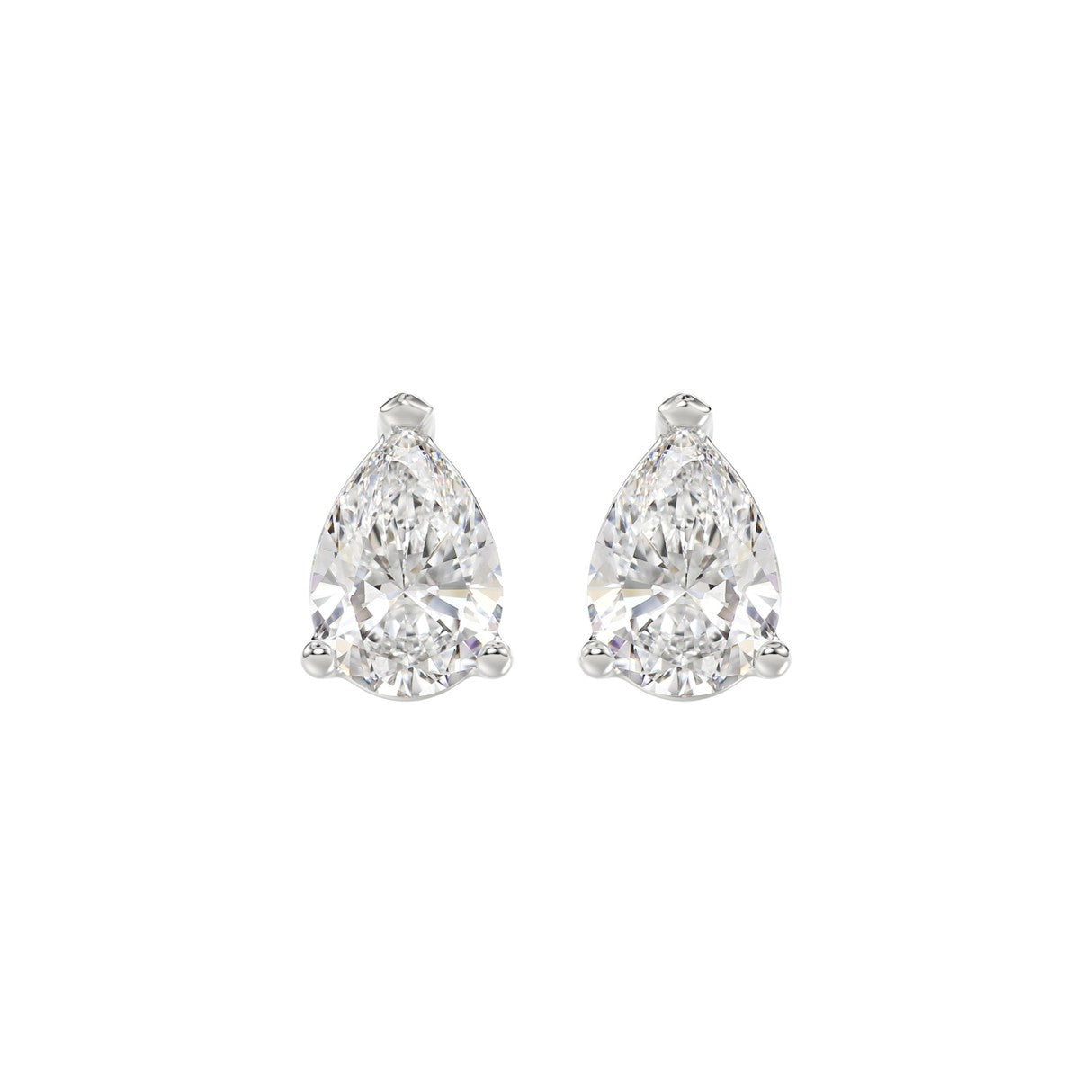 Lab Grown Diamond 3-Prong Basket Pear Stud Earrings