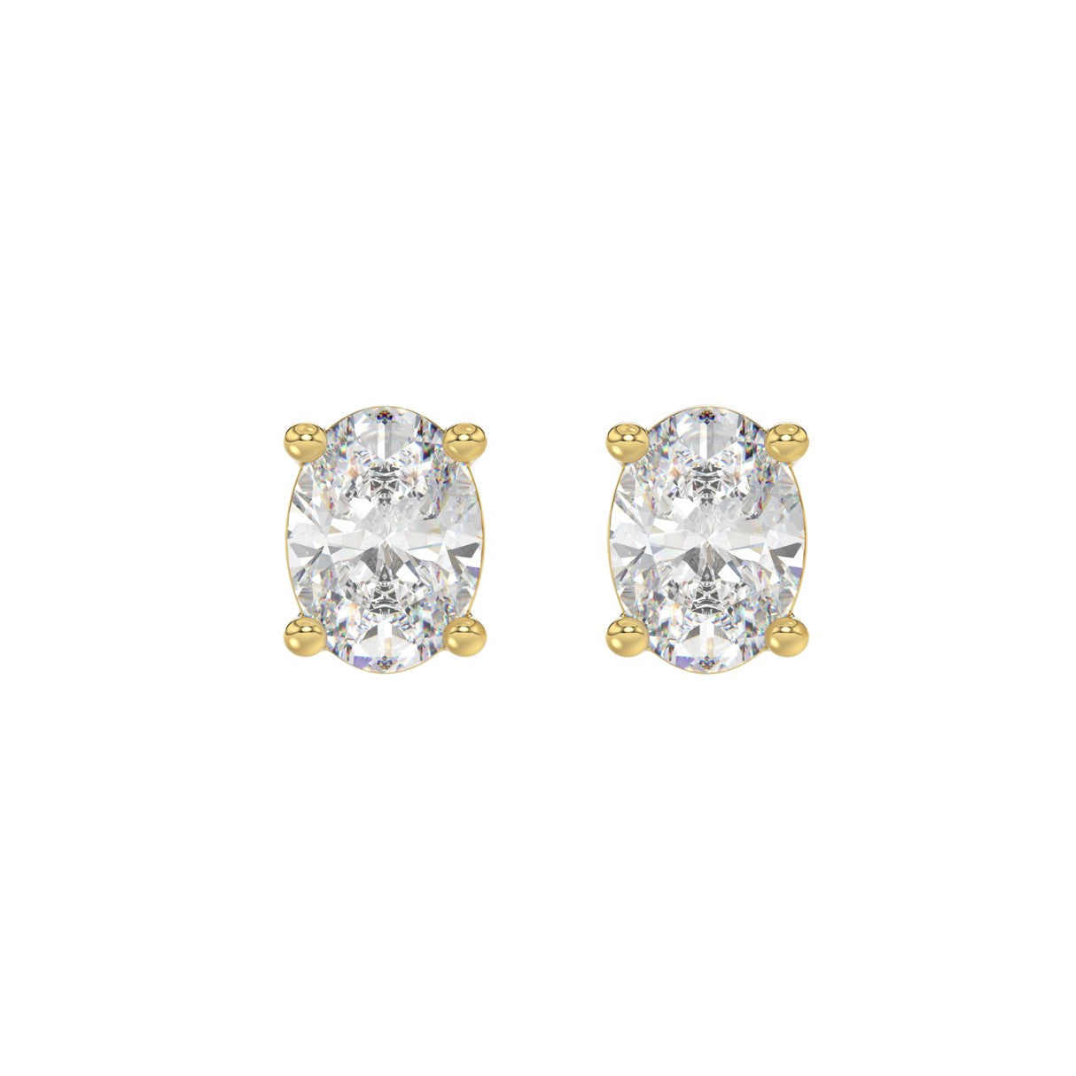 Lab Grown Diamond 4-Prong Basket Oval Stud Earrings