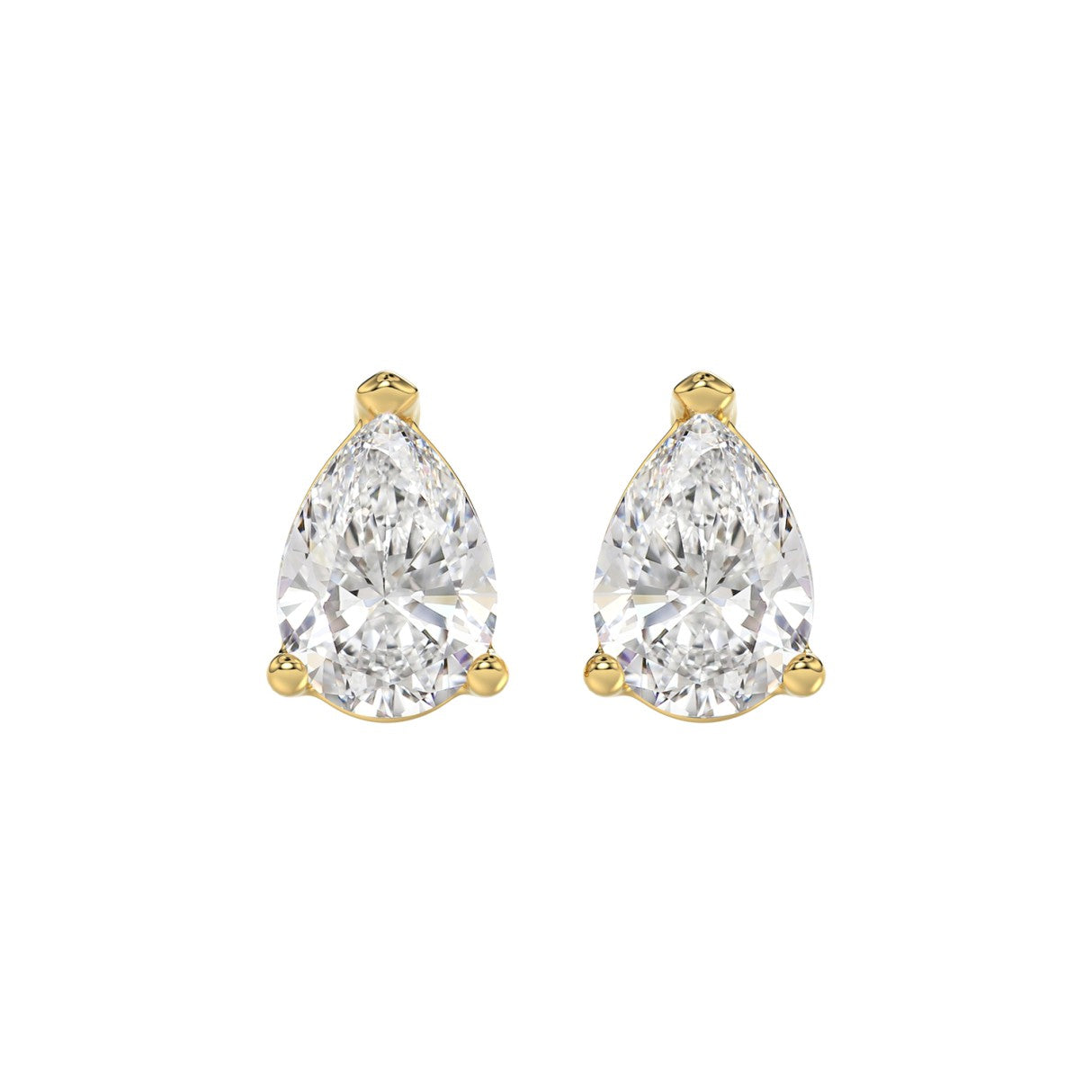 Lab Grown Diamond 3-Prong Basket Pear Stud Earrings