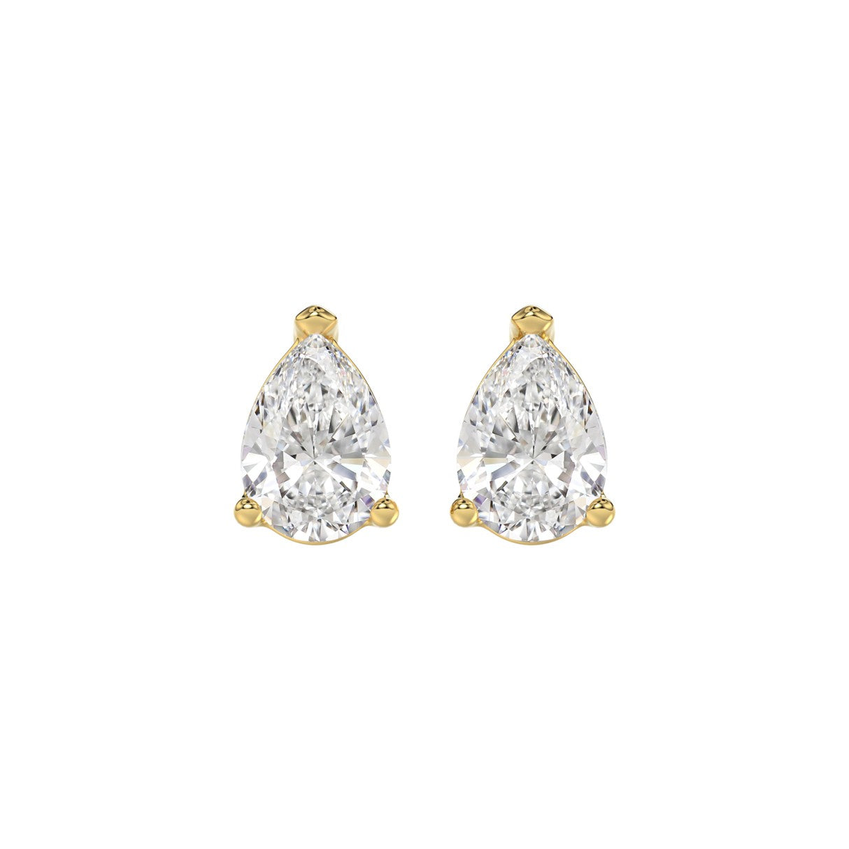Lab Grown Diamond 3-Prong Basket Pear Stud Earrings