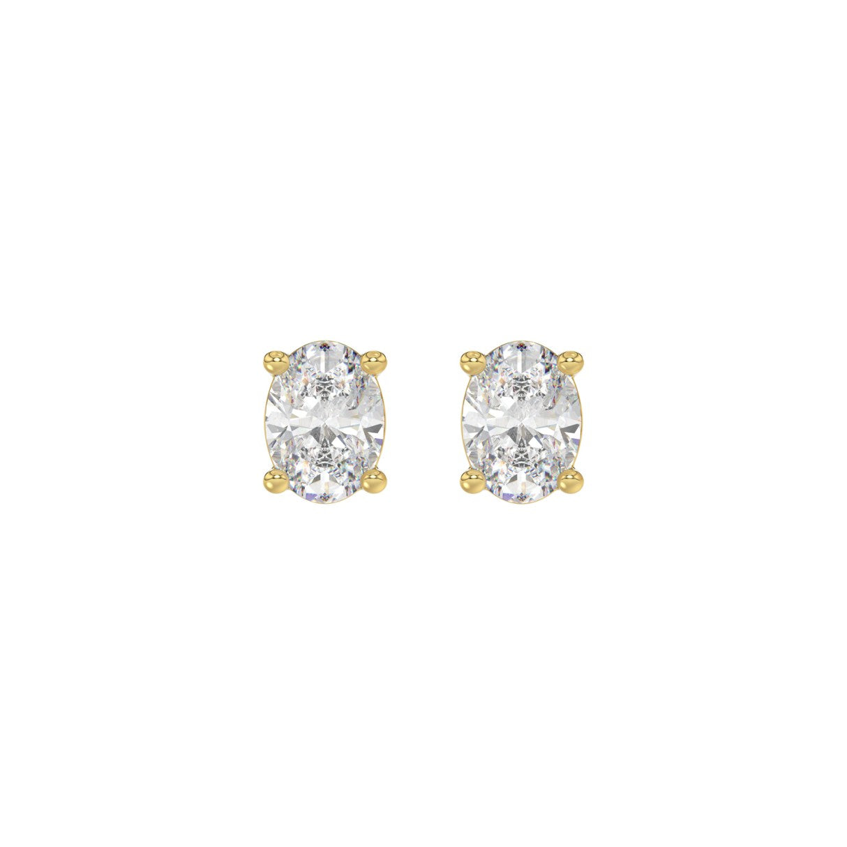 Lab Grown Diamond 4-Prong Basket Oval Stud Earrings