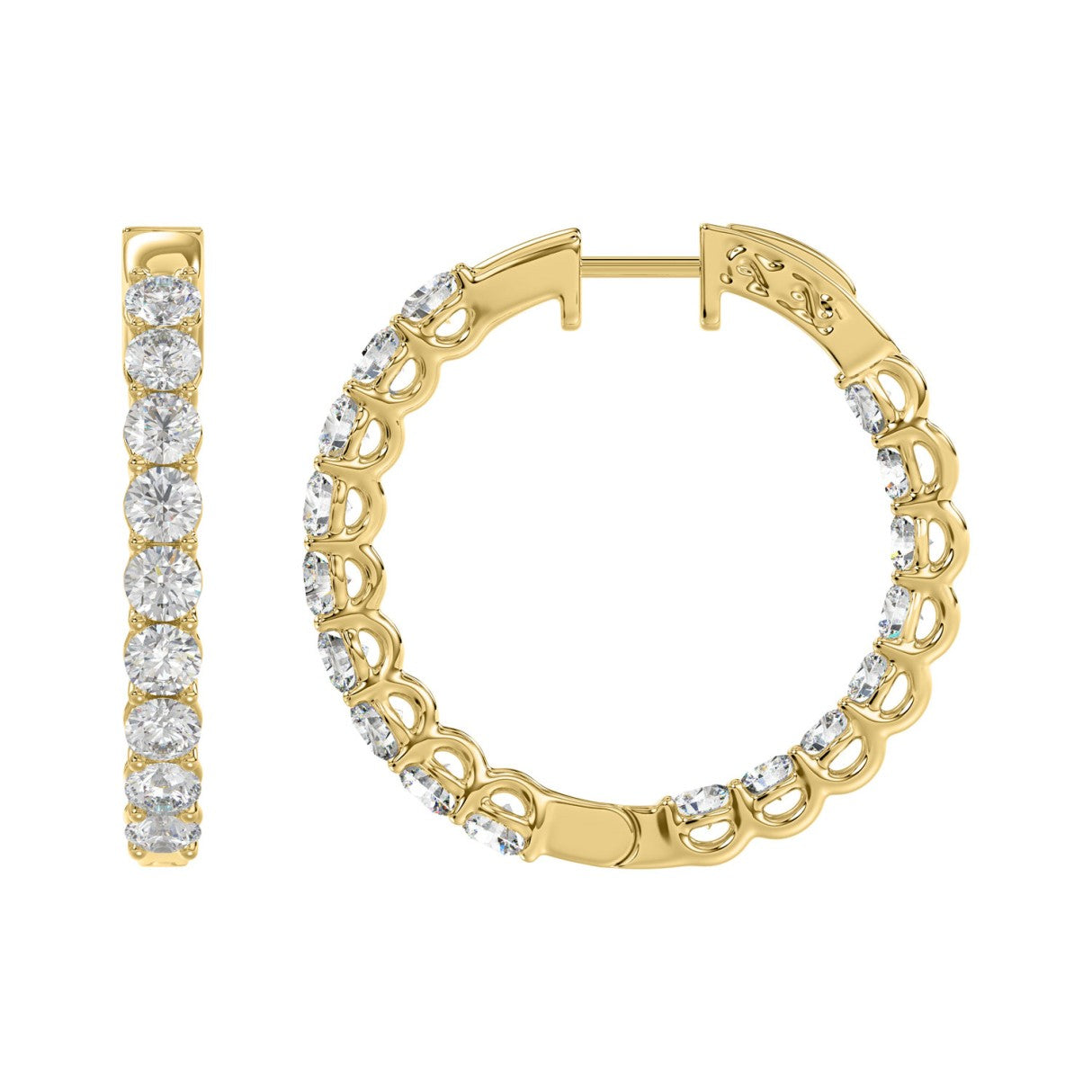Lab Grown Diamond Inside-Out Round Round Hoop Earrings