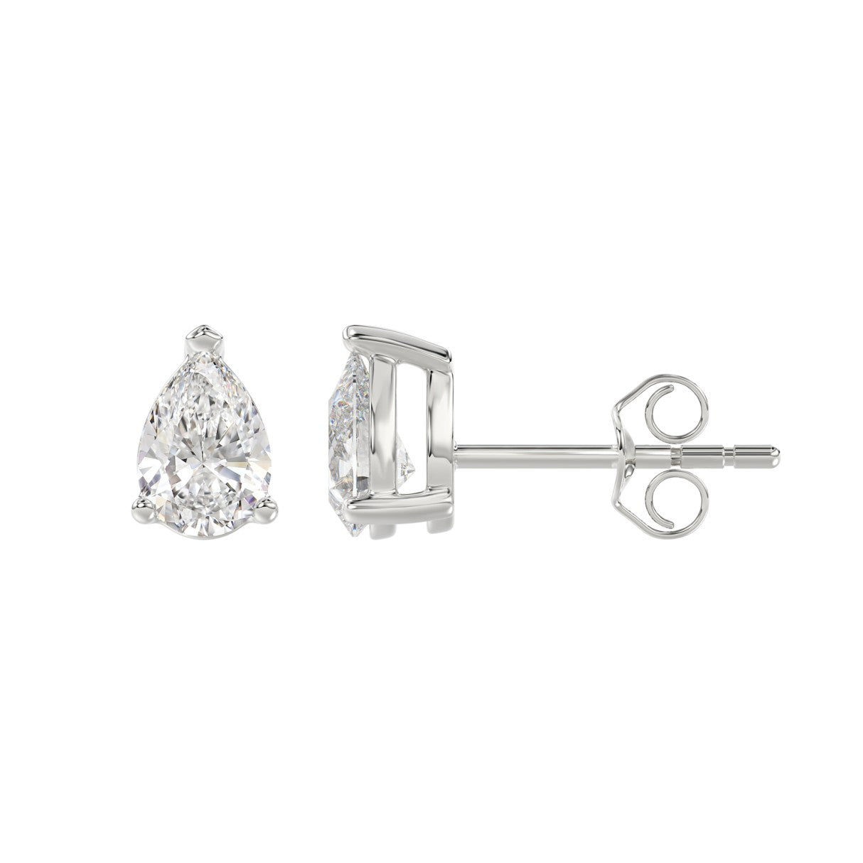 Lab Grown Diamond 3-Prong Basket Pear Stud Earrings