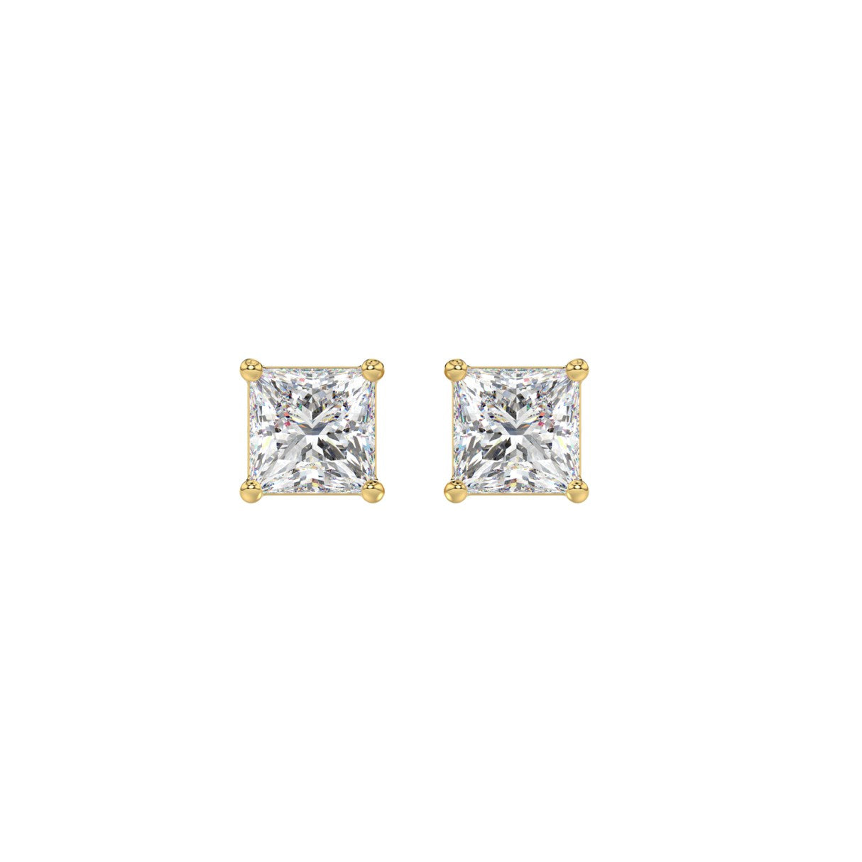 Lab Grown Diamond 4-Prong Basket Princess Stud Earrings