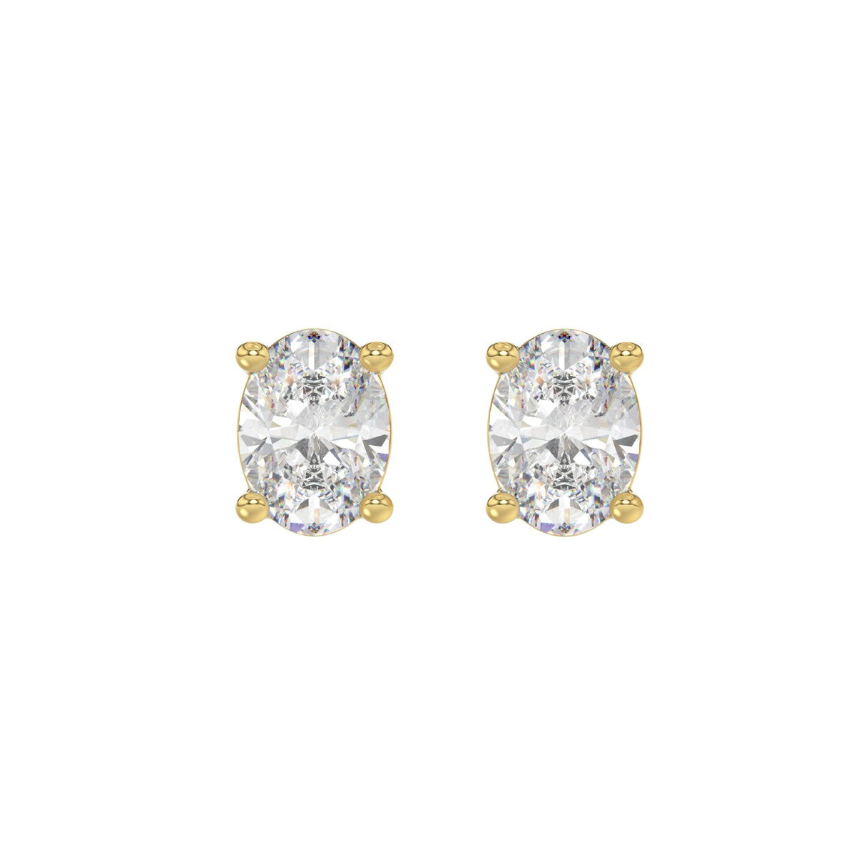 Lab Grown Diamond 4-Prong Basket Oval Stud Earrings