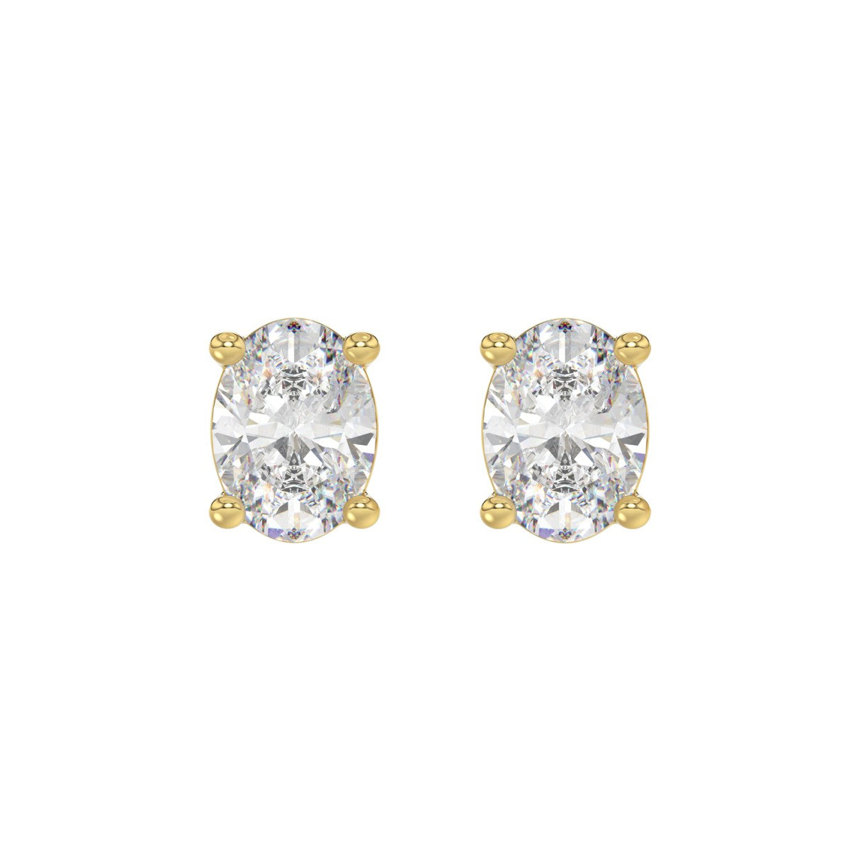 Lab Grown Diamond 4-Prong Basket Oval Stud Earrings